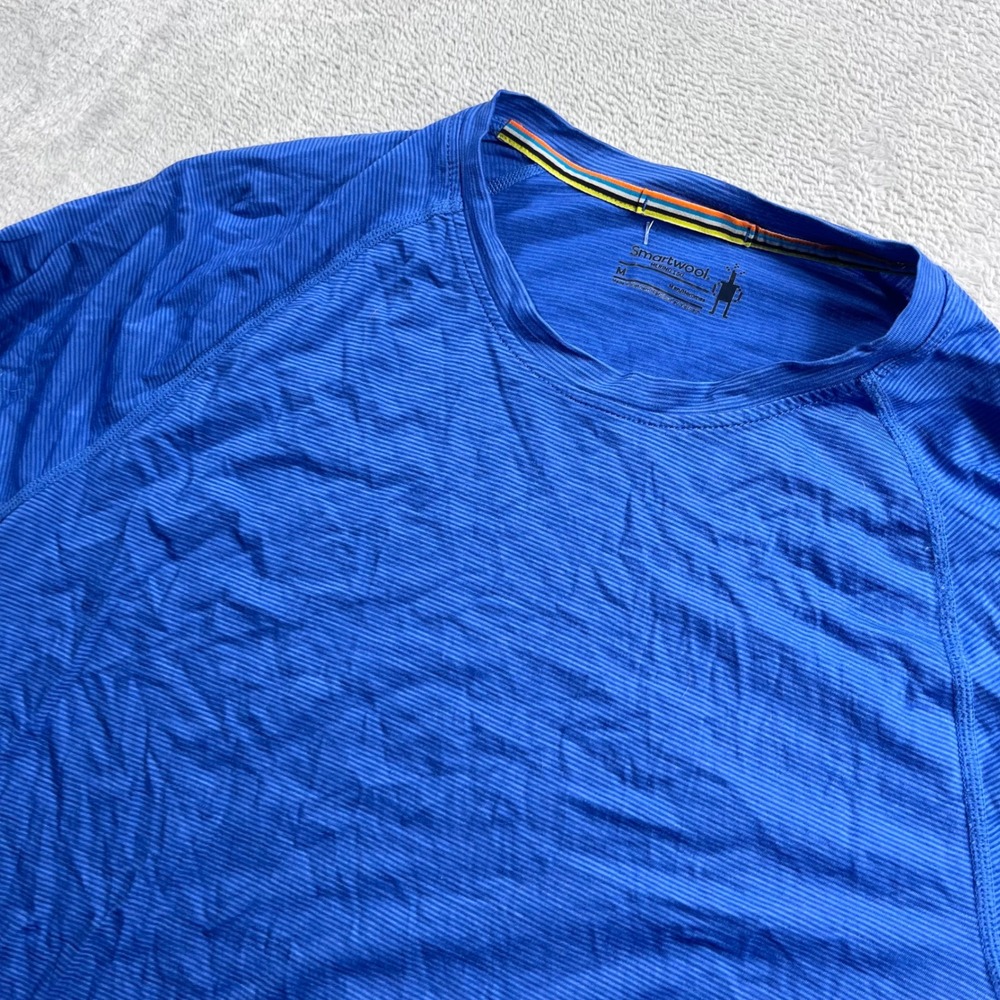 Smartwool Merino 150 Mens Blue Striped Long Sleeve Base Layer Shirt Size M